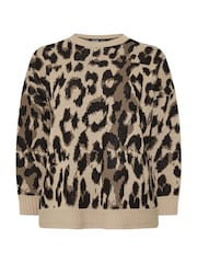 Yours Curve Natural Conversational Animal Print Jumper - Image 5 of 5