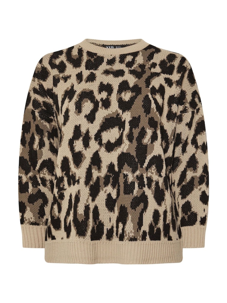 Yours Curve Natural Conversational Animal Print Jumper - Image 5 of 5