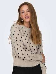 JDY Grey Spot Knitted Puff Long Sleeves Jumper - Image 1 of 7