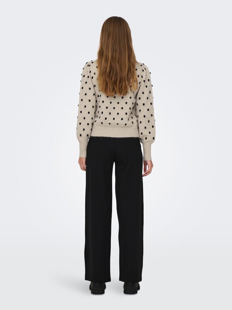 JDY Grey Spot Knitted Puff Long Sleeves Jumper - Image 2 of 7