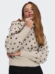 JDY Grey Spot Knitted Puff Long Sleeves Jumper - Image 4 of 7