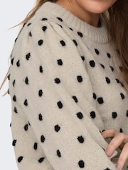 JDY Grey Spot Knitted Puff Long Sleeves Jumper - Image 5 of 7
