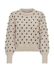JDY Grey Spot Knitted Puff Long Sleeves Jumper - Image 6 of 7