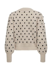 JDY Grey Spot Knitted Puff Long Sleeves Jumper - Image 7 of 7