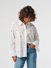 ONLY Embroidered Heart 100% Cotton White Shirt - Image 1 of 9
