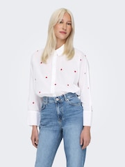 ONLY Embroidered Heart 100% Cotton White Shirt - Image 3 of 9