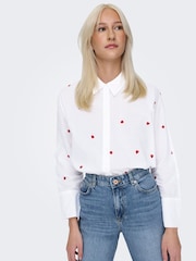 ONLY Embroidered Heart 100% Cotton White Shirt - Image 5 of 9