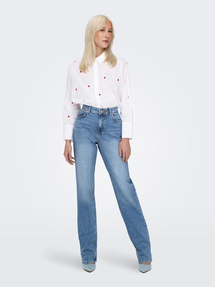 ONLY Embroidered Heart 100% Cotton White Shirt - Image 7 of 9