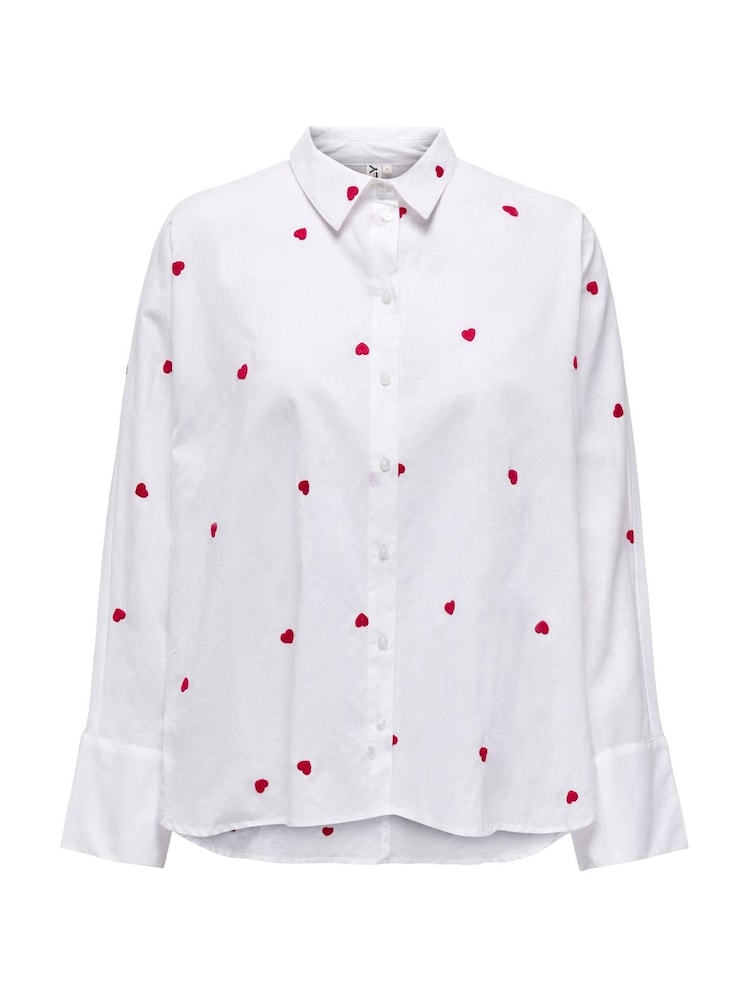 ONLY Embroidered Heart 100% Cotton White Shirt - Image 8 of 9
