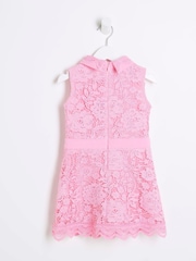 River Island Pink Girls Lace Collar Shirt Dress - Image 2 of 4