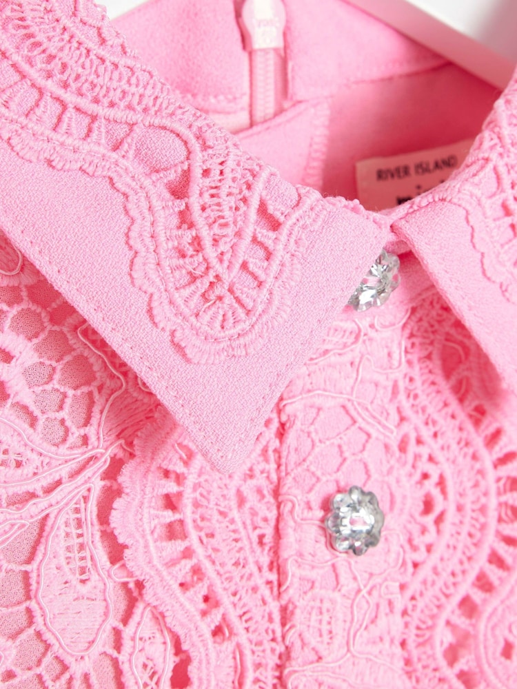Buy River Island Pink Girls Lace Collar Shirt Dress from Next USA