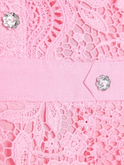 River Island Pink Girls Lace Collar Shirt Dress - Image 4 of 4