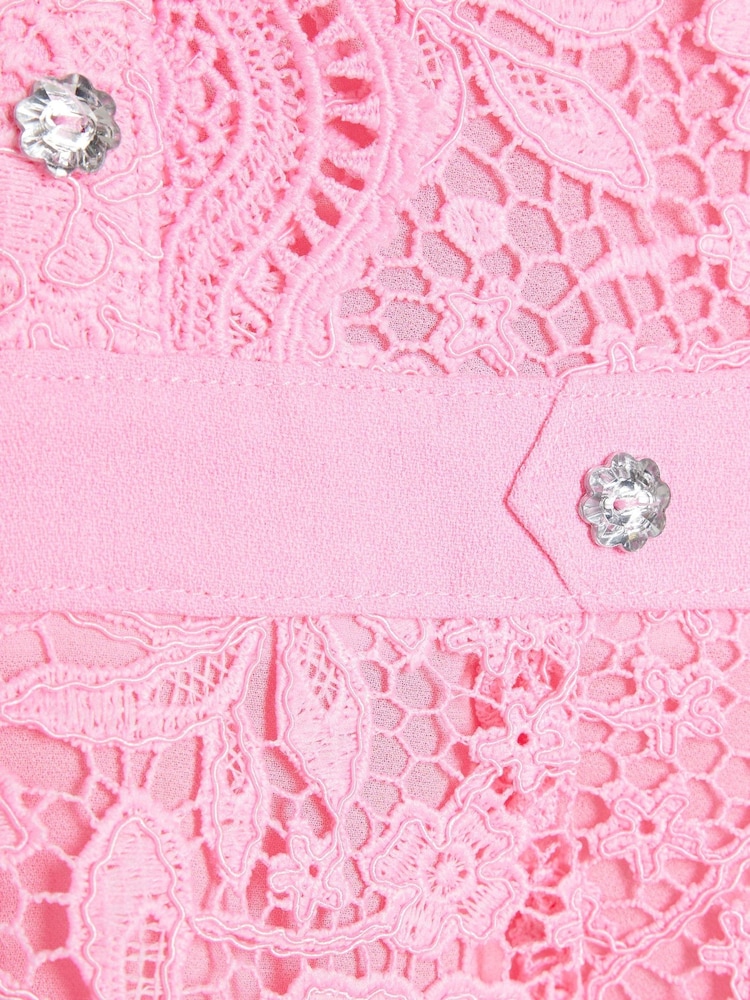 River Island Pink Girls Lace Collar Shirt Dress - Image 4 of 4