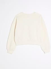River Island Cream Girls Cream California Cherry 100% Cotton Sweat - Image 2 of 4