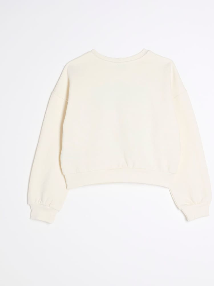 River Island Cream Girls Cream California Cherry 100% Cotton Sweat - Image 2 of 4