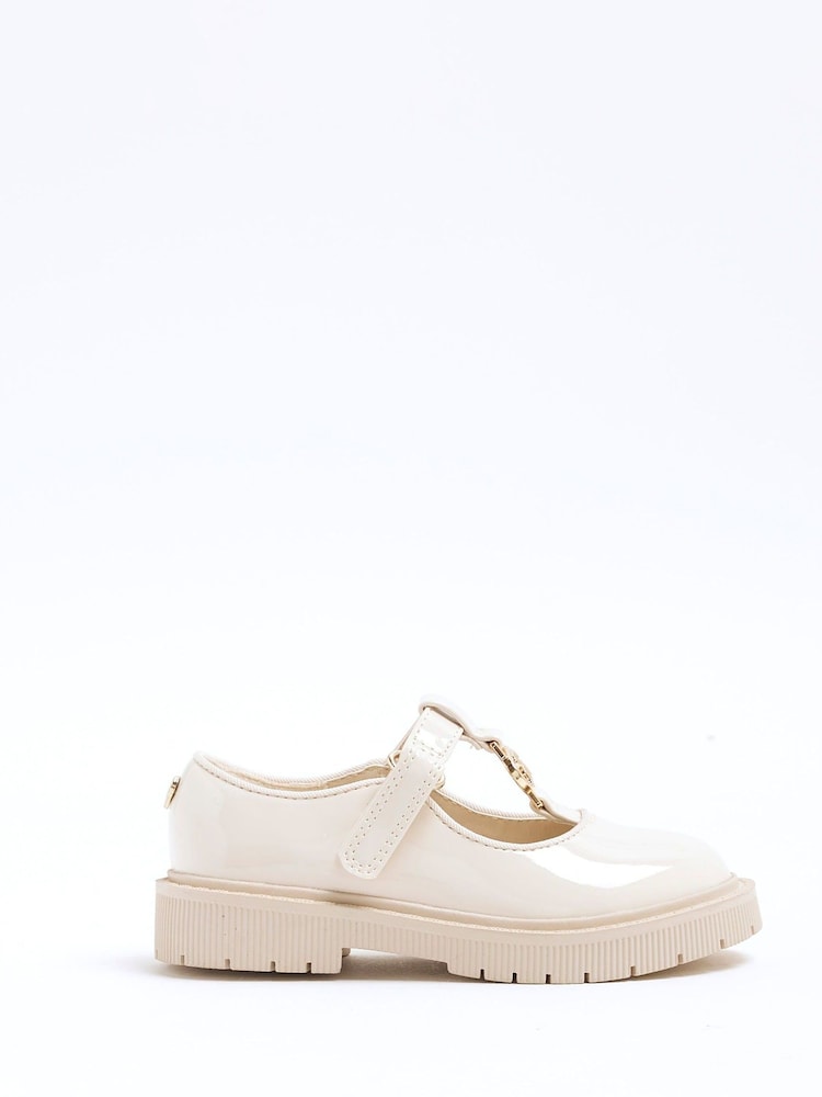 River Island Cream Girls Patent Mary Jane Shoes - Image 1 of 5