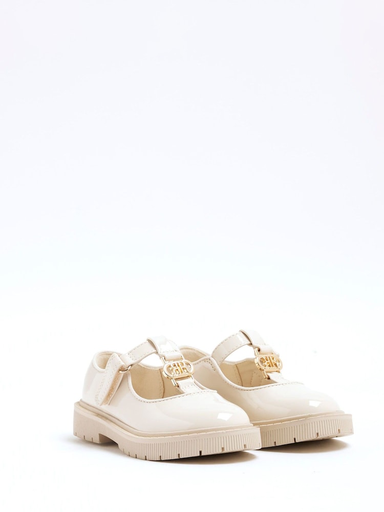 River Island Cream Girls Patent Mary Jane Shoes - Image 2 of 5
