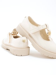 River Island Cream Girls Patent Mary Jane Shoes - Image 4 of 5