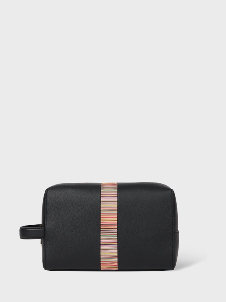 PS Paul Smith Signature Stripe Leather Black Washbag - Imagen 1 de 9