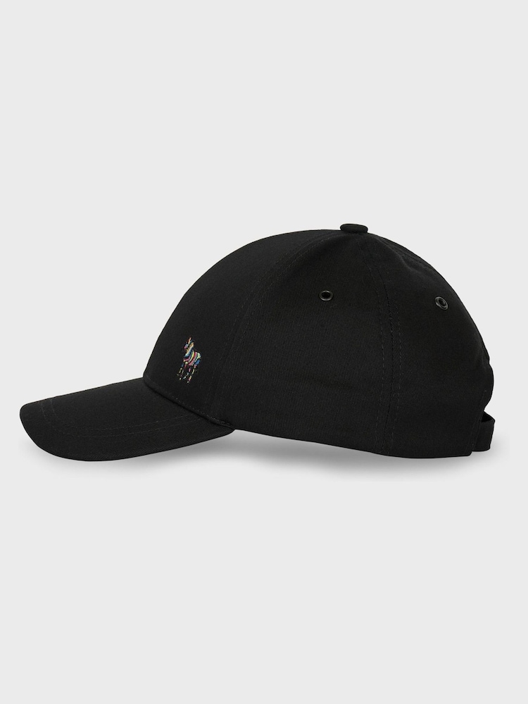 Buy PS Paul Smith Black Zebra Print Logo Cotton Cap from  display picture 2