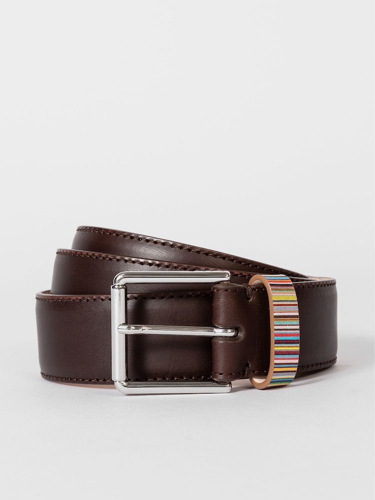 PS Paul Smith Signature Stripe Leather Belt - Image 2 of 6 PS Paul Smith Signature Stripe Leather Belt - Image 2 of 6