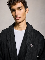 أسود - روب بتصميم كلاسيكي من القطن 100% مزين بشعار من PS Paul Smith - صورة 3 من 5