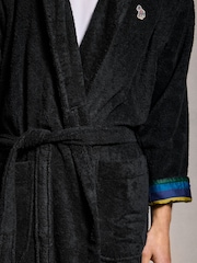 أسود - روب بتصميم كلاسيكي من القطن 100% مزين بشعار من PS Paul Smith - صورة 4 من 5