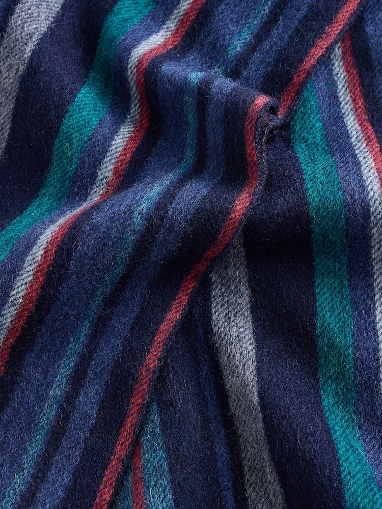 PS Paul Smith Navy Wool Zebra Print Logo Scarf - Image 4 of 4