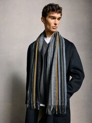 PS Paul Smith Navy Wool Zebra Print Logo Scarf - Image 1 of 8