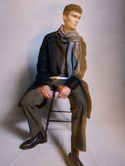 PS Paul Smith Navy Wool Zebra Print Logo Scarf - Image 3 of 8