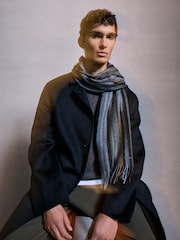 PS Paul Smith Navy Wool Zebra Print Logo Scarf - Image 4 of 8