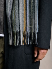PS Paul Smith Navy Wool Zebra Print Logo Scarf - Image 5 of 8