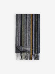 PS Paul Smith Navy Wool Zebra Print Logo Scarf - Image 6 of 8
