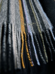PS Paul Smith Navy Wool Zebra Print Logo Scarf - Image 7 of 8
