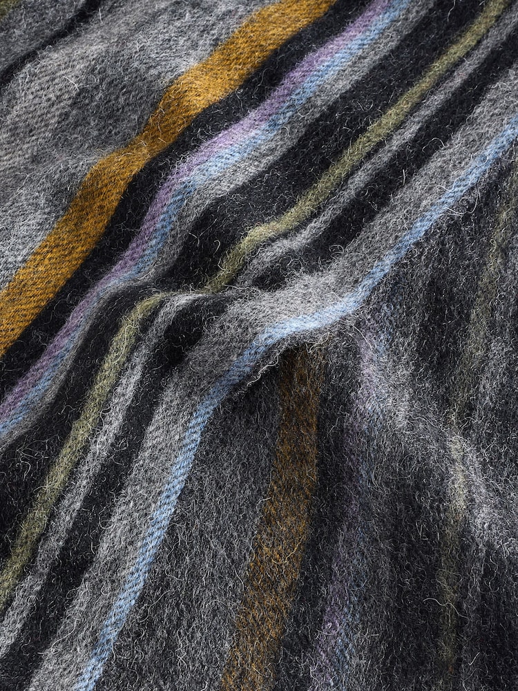 PS Paul Smith Navy Wool Zebra Print Logo Scarf - Image 8 of 8
