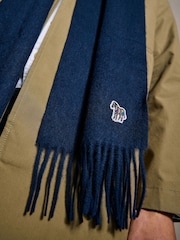 Azul marino - PS Paul Smith Wool Zebra Print Logo Stripe Scarf - Imagen 2 de 4