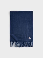 Azul marino - PS Paul Smith Wool Zebra Print Logo Stripe Scarf - Imagen 3 de 4
