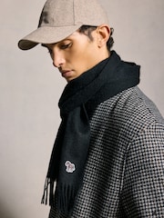Negro - PS Paul Smith Wool Zebra Print Logo Stripe Scarf - Imagen 6 de 7