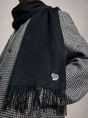Negro - PS Paul Smith Wool Zebra Print Logo Stripe Scarf - Imagen 7 de 7