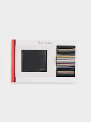PS Paul Smith Multi Signature Stripe Socks and Leather Stripe Card Holder Gift Set - Image 1 of 5