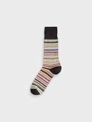 PS Paul Smith Multi Signature Stripe Socks and Leather Stripe Card Holder Gift Set - Image 4 of 5