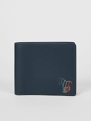 PS Paul Smith Navy Zebra Print Logo Leather Bifold Wallet - Image 2 of 3