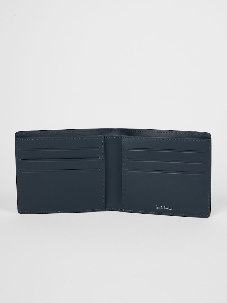 PS Paul Smith Navy Zebra Print Logo Leather Bifold Wallet - Image 3 of 3