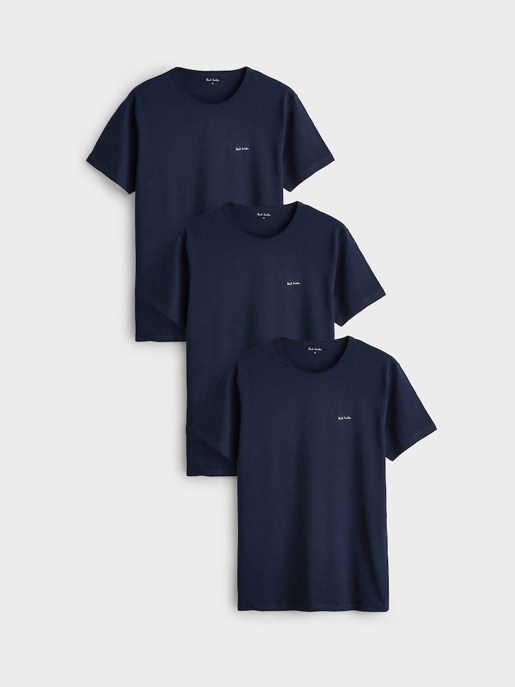 PS Paul Smith Navy Logo Lounge 100% Cotton T-Shirts 3 Pack - Image 1 of 6