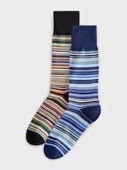 PS Paul Smith Blue/Green Signature Stripe Socks - Image 1 of 3