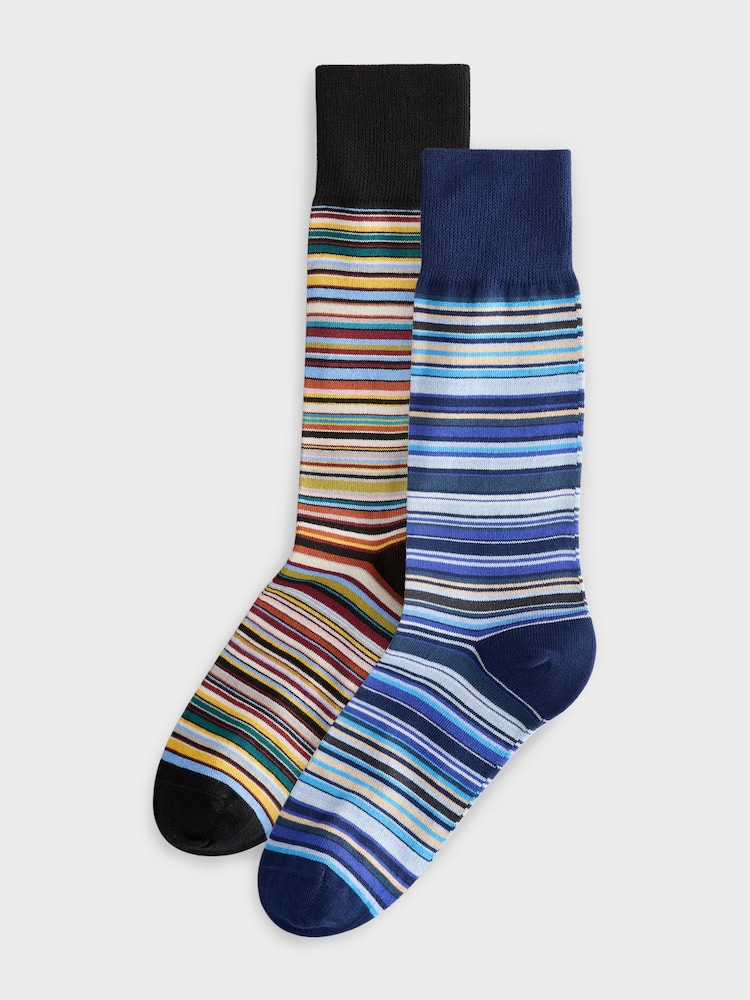 PS Paul Smith Blue/Green Signature Stripe Socks - Image 1 of 3