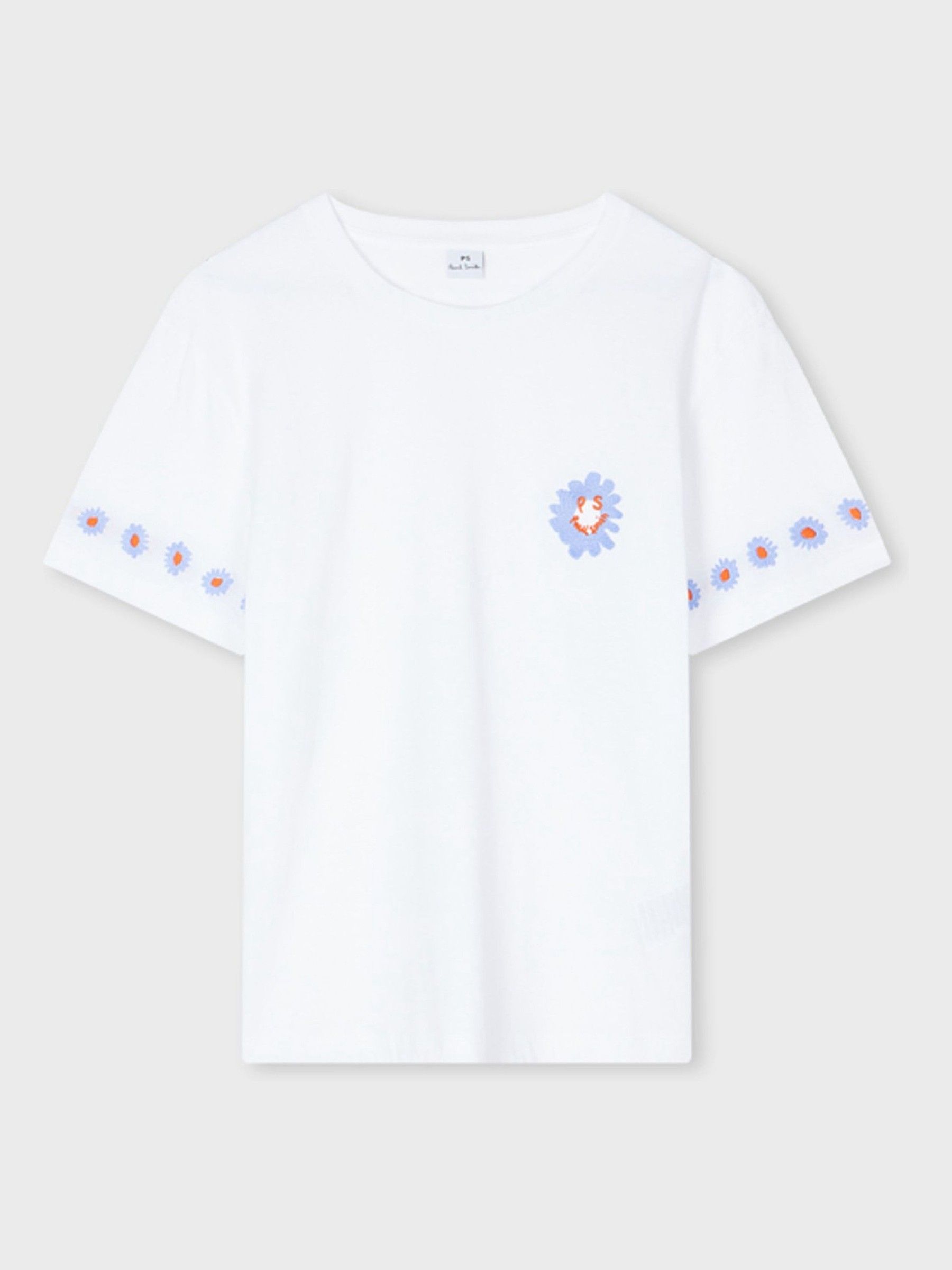 Buy PS Paul Smith Daisy Print 100% Cotton White T-Shirt from