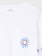PS Paul Smith Daisy Print 100% Cotton White T-Shirt - Image 8 of 8