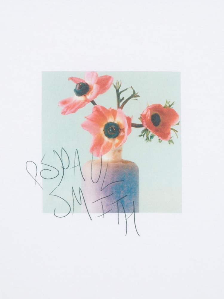 PS Paul Smith Floral Graphic 100% Cotton White T-Shirt - Image 6 of 6