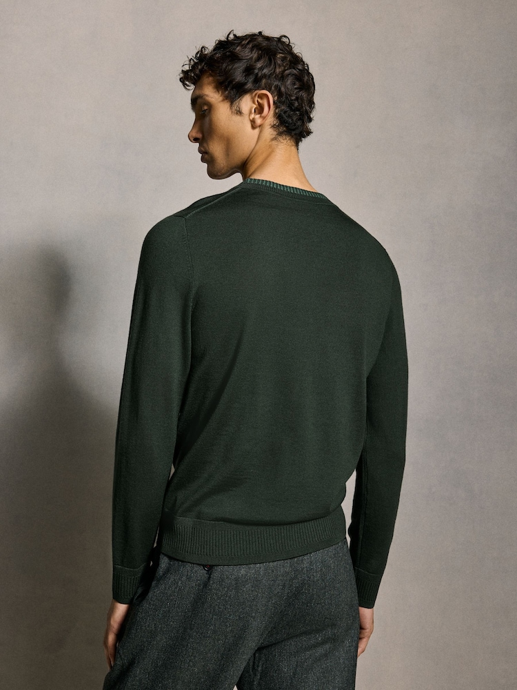 Темно-зелений - Джемпери PS Paul Smith Contrast Neck Trim - Image 3 of 6